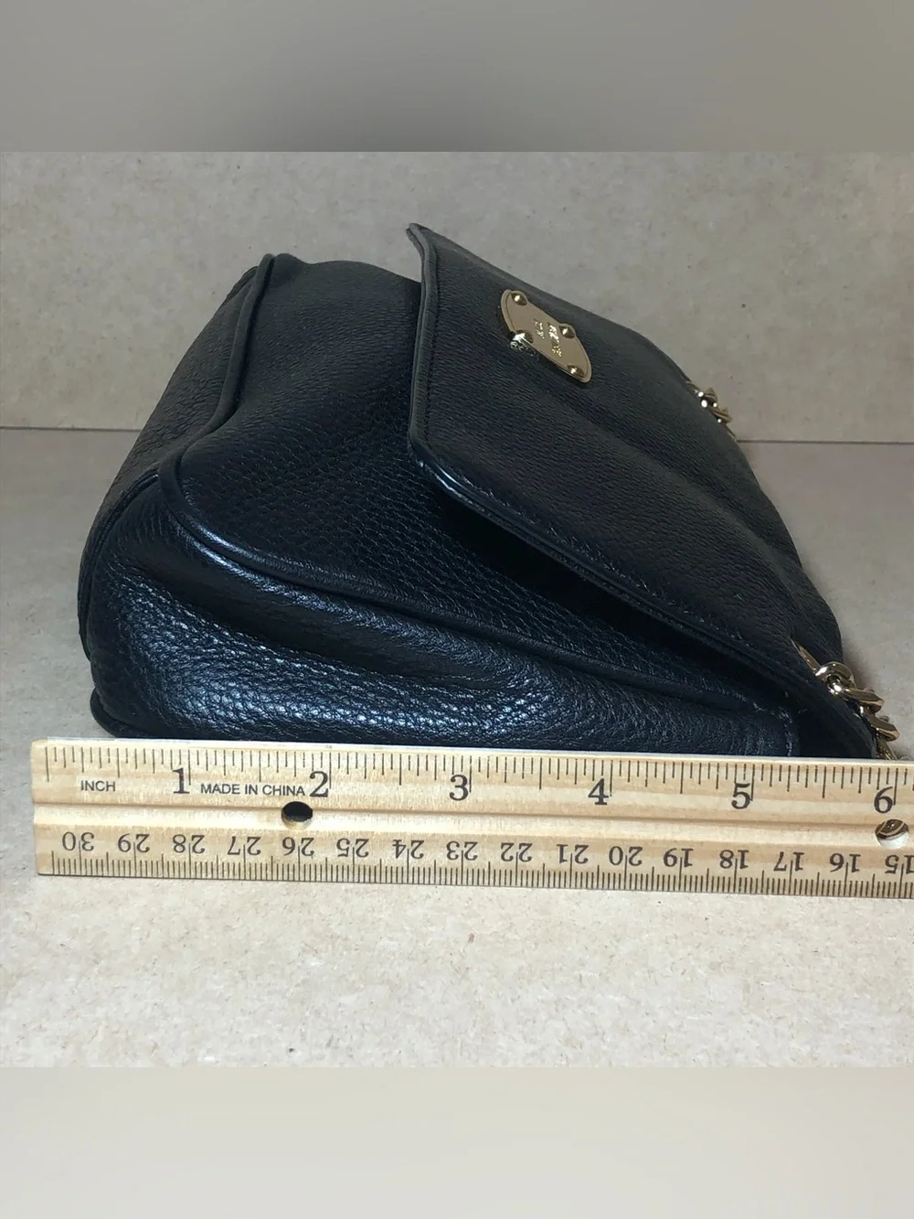 Michael Kors Black Leather Shoulder Bag w/ Gold Chain Strap